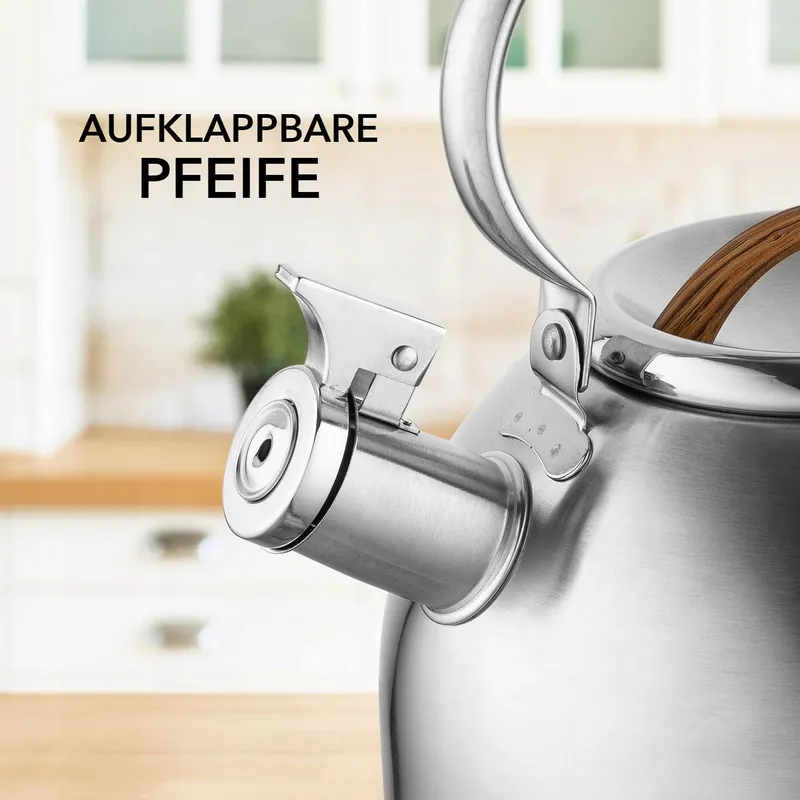 FLORINA JOE Waterkoker 2,5L RVS Houten Handvat Inductie Gas Elektrisch — foto 5