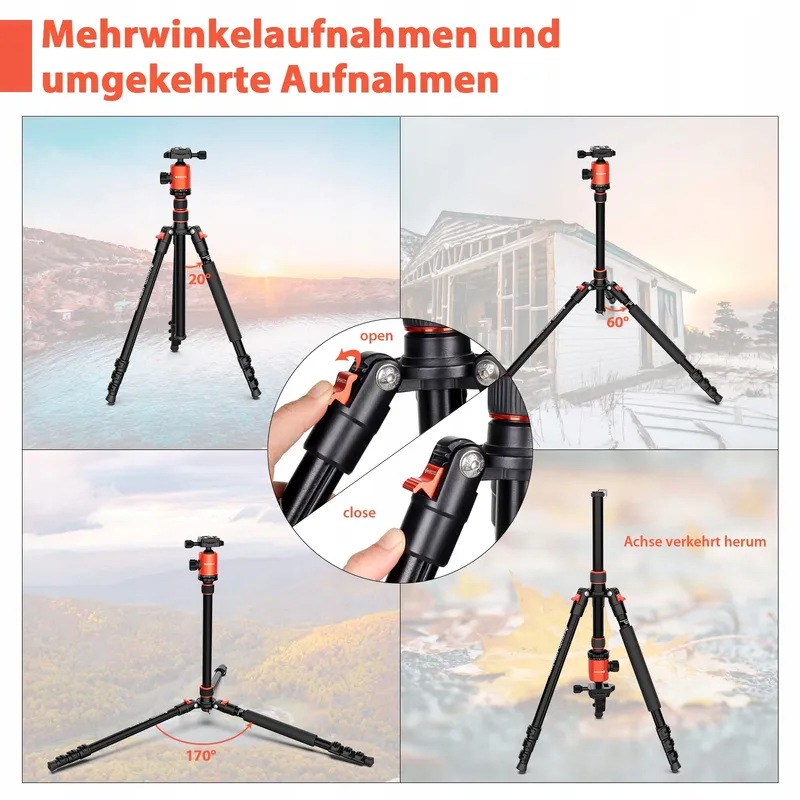 GEEKOTO DSLR Camerastatief 200cm Aluminium Monopod 360 Panorama 8kg — foto 5