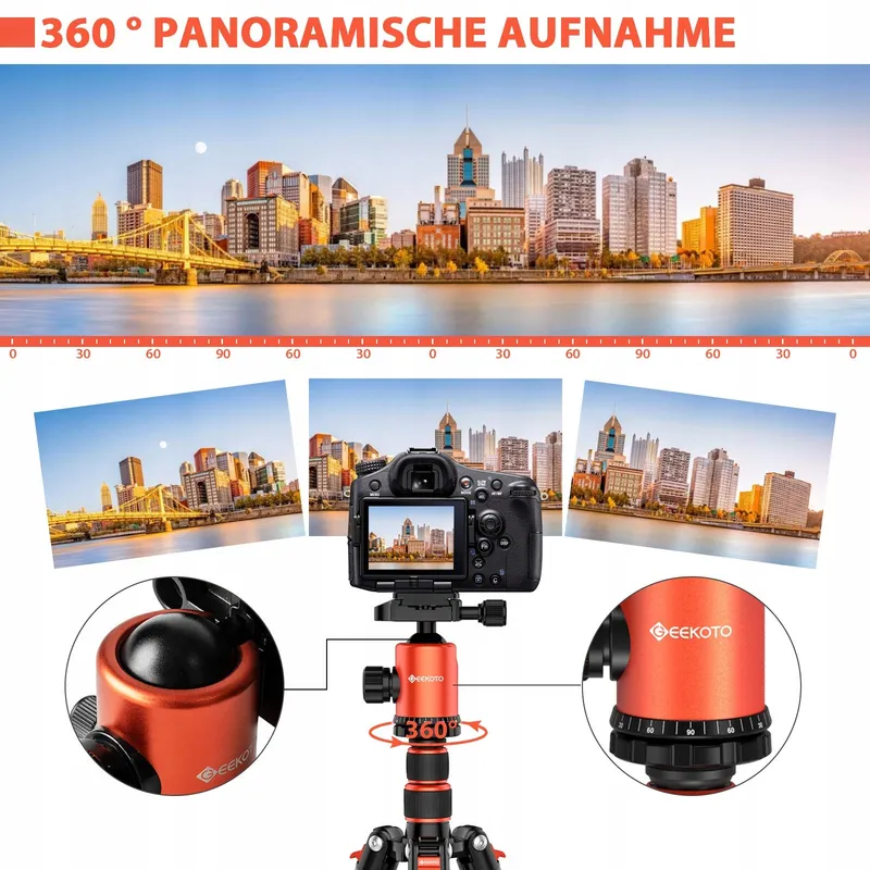 GEEKOTO DSLR Camerastatief 200cm Aluminium Monopod 360 Panorama 8kg — foto 3