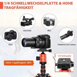 GEEKOTO DSLR Camerastatief 200cm Aluminium Monopod 360 Panorama 8kg — miniatuur 6