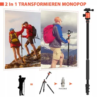GEEKOTO DSLR Camerastatief 200cm Aluminium Monopod 360 Panorama 8kg — miniatuur 4