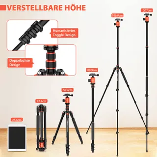 GEEKOTO DSLR Camerastatief 200cm Aluminium Monopod 360 Panorama 8kg — miniatuur 2