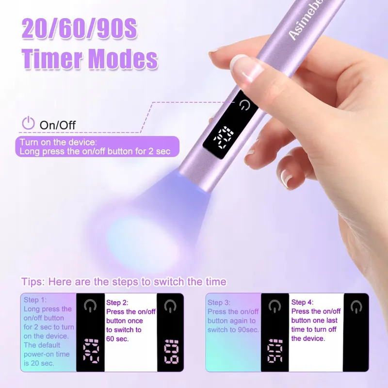 ASIMEBESTY Mini UV LED Nagellamp met Standaard Paars — foto 4