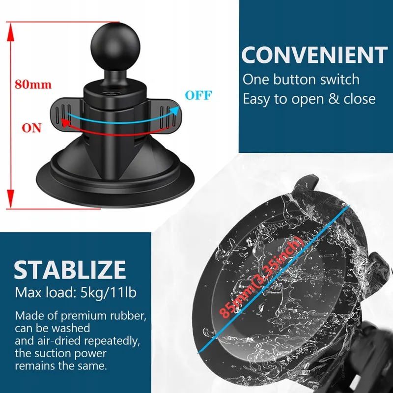 UNSTINCER Auto Zuignaphouder Telefoon Actiecamera 360° Voorruit — foto 4