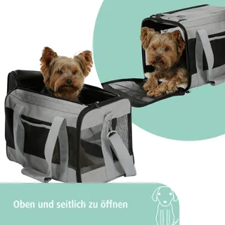 KERBL Draagtas Honden Katten tot 9kg Handvat Riem Grijs — miniatuur 5