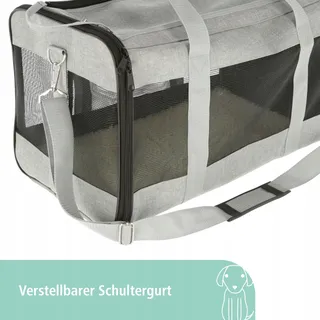 KERBL Draagtas Honden Katten tot 9kg Handvat Riem Grijs — miniatuur 1