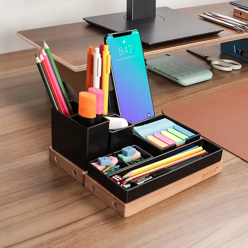AOTHIA Bureau-organizer Hout Verstelbaar Zwart Met Telefoonhouder — foto 7