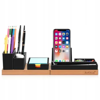 AOTHIA Bureau-organizer Hout Verstelbaar Zwart Met Telefoonhouder — miniatuur 1