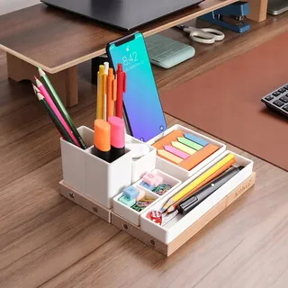 AOTHIA Bureau-organizer Hout Verstelbaar Zwart Met Telefoonhouder — miniatuur 9