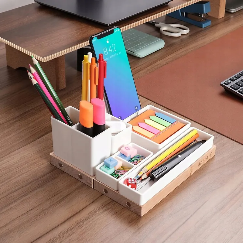 AOTHIA Bureau-organizer Hout Verstelbaar Zwart Met Telefoonhouder — foto 9