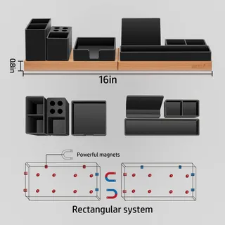 AOTHIA Bureau-organizer Hout Verstelbaar Zwart Met Telefoonhouder — miniatuur 2