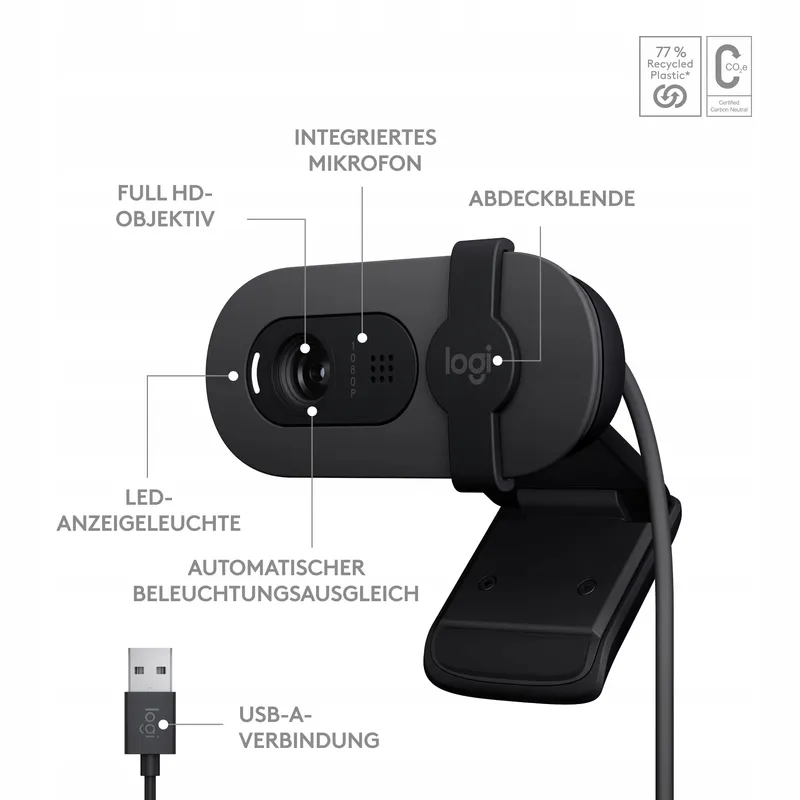 LOGITECH Brio 100 Webcam Full HD Vergaderingen en Streaming USB-A — foto 7