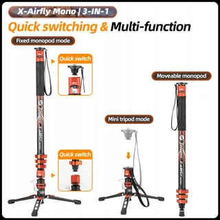 FOTOPRO X-Airfly Mono Carbon Statief 185cm 3-in-1 Reis — miniatuur 3