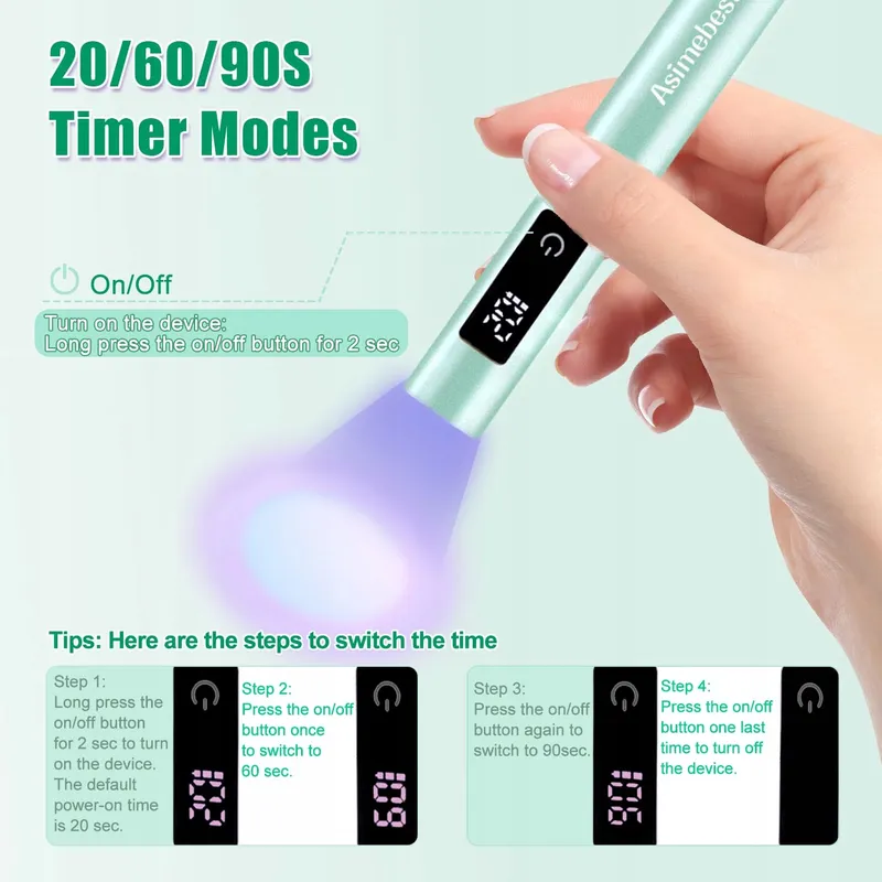 ASIMEBESTY Mini UV LED Nagellamp Oplaadbaar Groen — foto 4