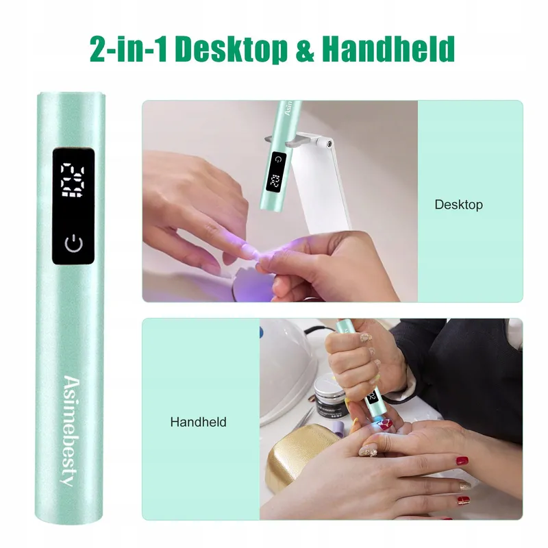 ASIMEBESTY Mini UV LED Nagellamp Oplaadbaar Groen — foto 7