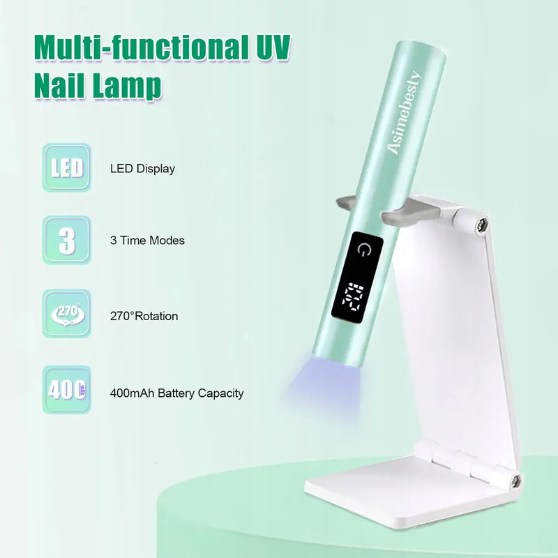ASIMEBESTY Mini UV LED Nagellamp Oplaadbaar Groen — foto 2