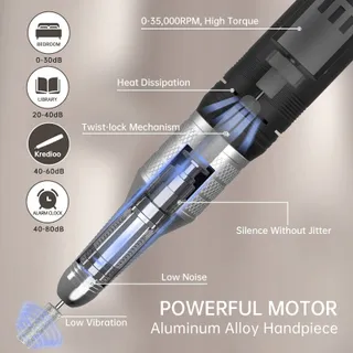 Kredioo Elektrische Nagelfrees 35000rpm Manicureset — miniatuur 4