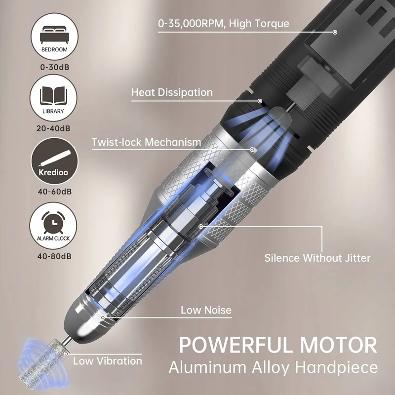 Kredioo Elektrische Nagelfrees 35000rpm Manicureset — foto 4