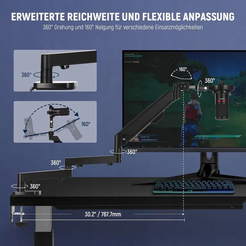 NEEWER Laag Profiel Microfoonarm 360° Shure Blue Yeti Podcast — foto 3