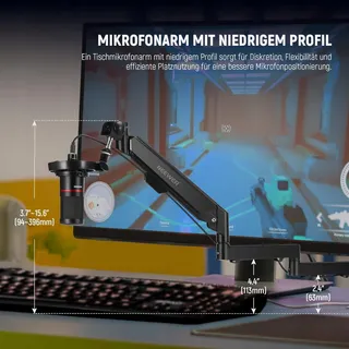 NEEWER Laag Profiel Microfoonarm 360° Shure Blue Yeti Podcast — miniatuur 2