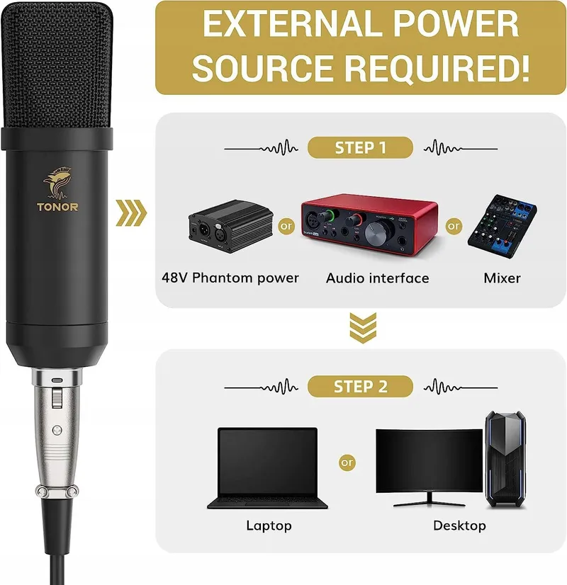 TONOR XLR Condensatormicrofoon Professioneel Studio Podcast TC20 — foto 2