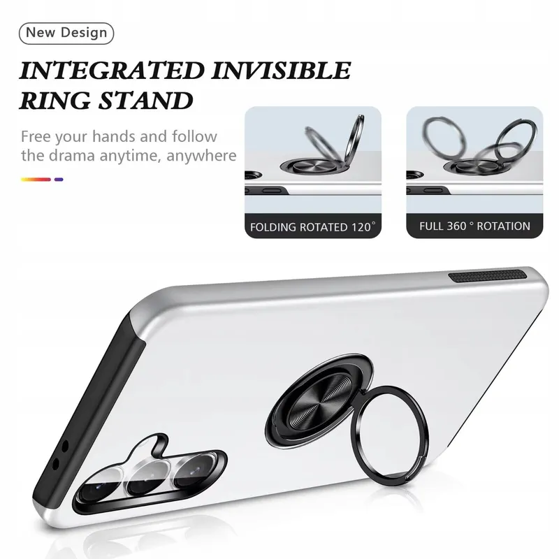 YANJIEER ESONG Hoesje Galaxy S24 Ringhouder Schokbestendig Zilver — foto 2