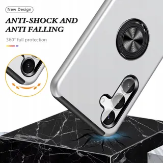 YANJIEER ESONG Hoesje Galaxy S24 Ringhouder Schokbestendig Zilver — miniatuur 4