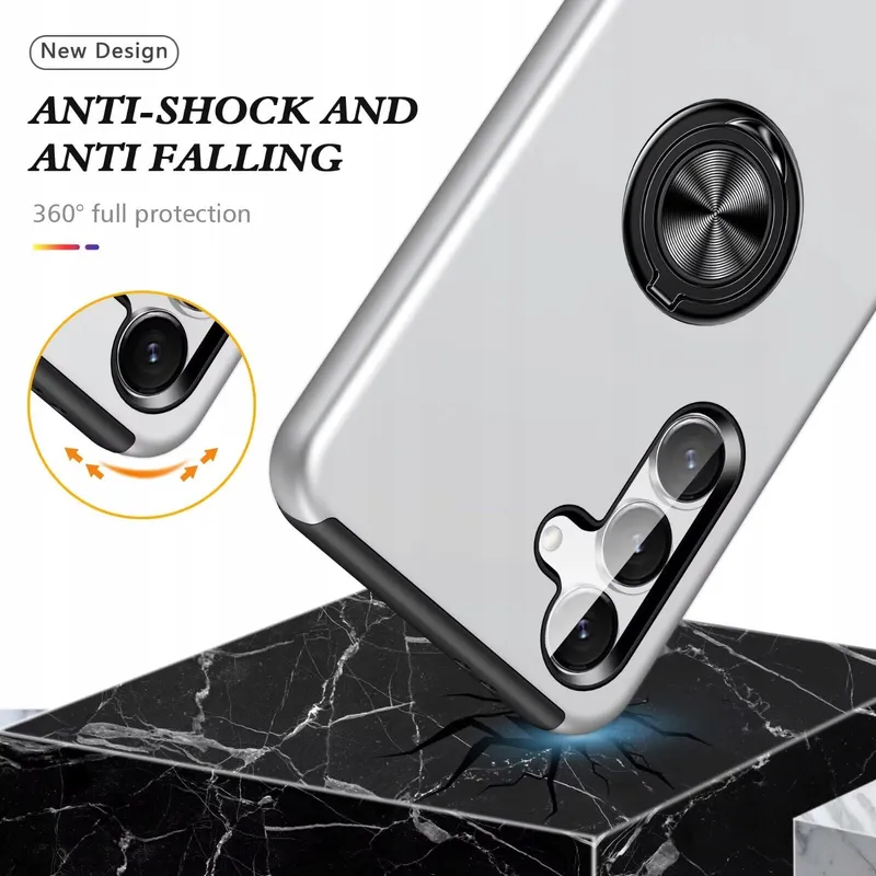 YANJIEER ESONG Hoesje Galaxy S24 Ringhouder Schokbestendig Zilver — foto 4