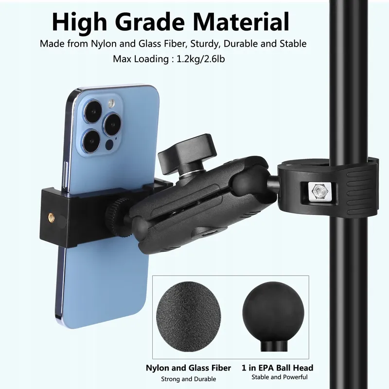 PEASTREX Microfoonstandaard Telefoonhouder 360 Voor Smartphones 3,5-7 Inch — foto 2