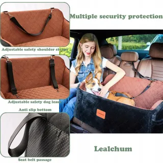 LEALCHUM Grote Hondenautostoel Memory Foam Met Zijvak — miniatuur 4