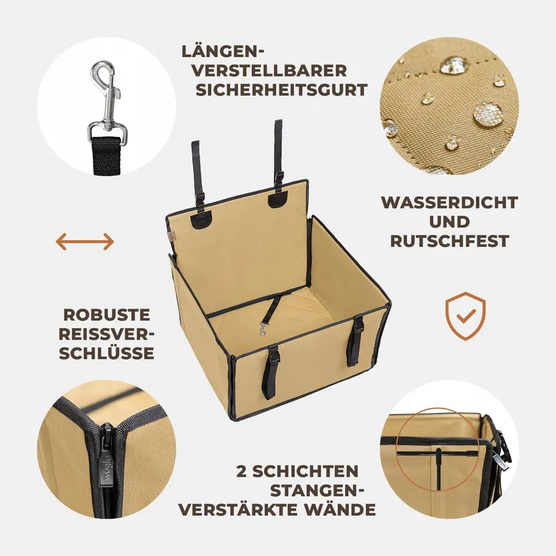 WUGLO Versterkte Autostoel Hond Klein Middelgroot Waterdicht — foto 5