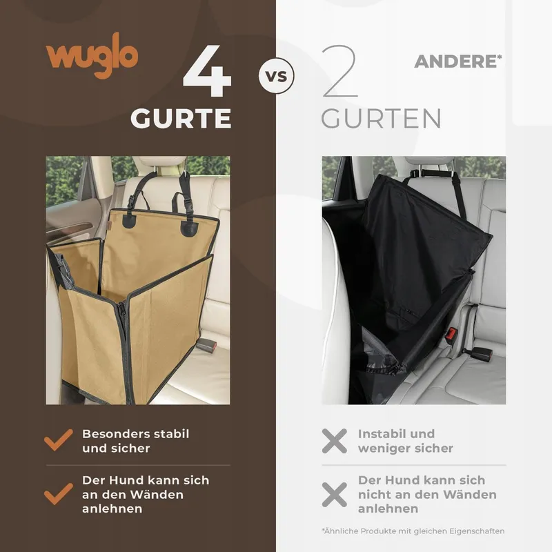 WUGLO Versterkte Autostoel Hond Klein Middelgroot Waterdicht — foto 3