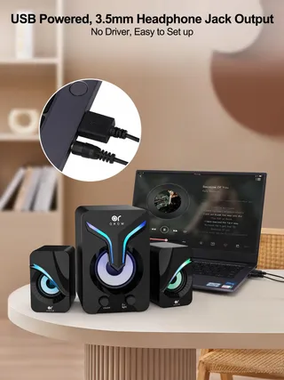 OROW PC Luidsprekers 2.1 11W met Subwoofer RGB Gaming USB Aux — miniatuur 4
