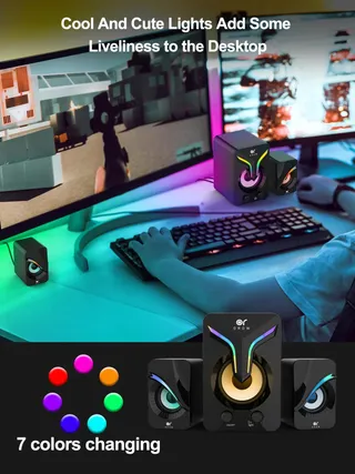 OROW PC Luidsprekers 2.1 11W met Subwoofer RGB Gaming USB Aux — miniatuur 5