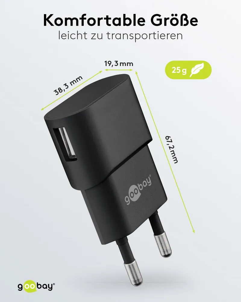 GOOBAY USB Thuislader 5W 1A Zwart voor Smartphones — foto 3