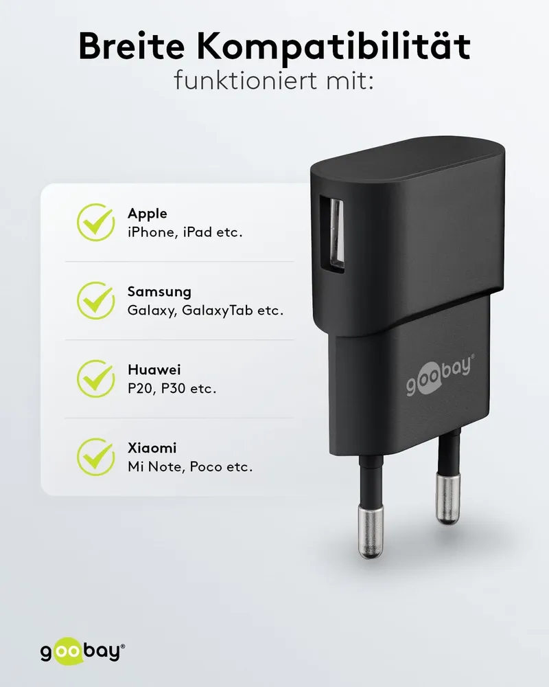 GOOBAY USB Thuislader 5W 1A Zwart voor Smartphones — foto 7