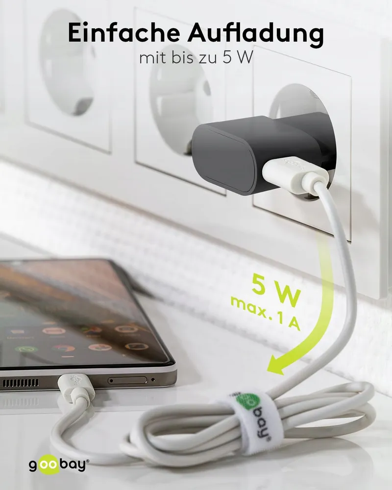GOOBAY USB Thuislader 5W 1A Zwart voor Smartphones — foto 5
