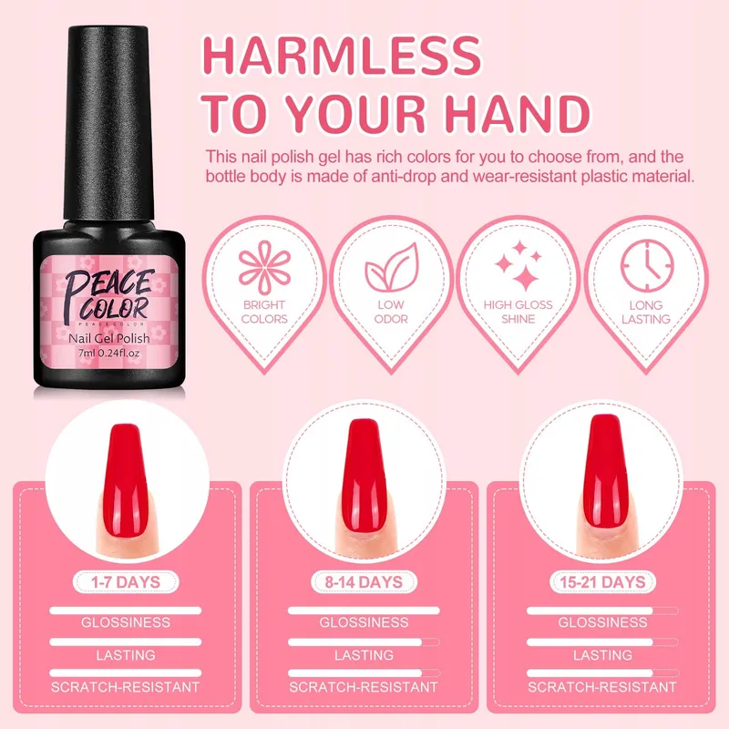 PEACECOLOR Gel Nagellak Set UV Lamp 35 Kleuren — foto 7