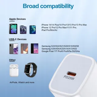 USB C Oplader 25W Snellader Galaxy iPhone 15 Adapter — miniatuur 7