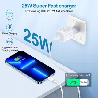 USB C Oplader 25W Snellader Galaxy iPhone 15 Adapter — miniatuur 3