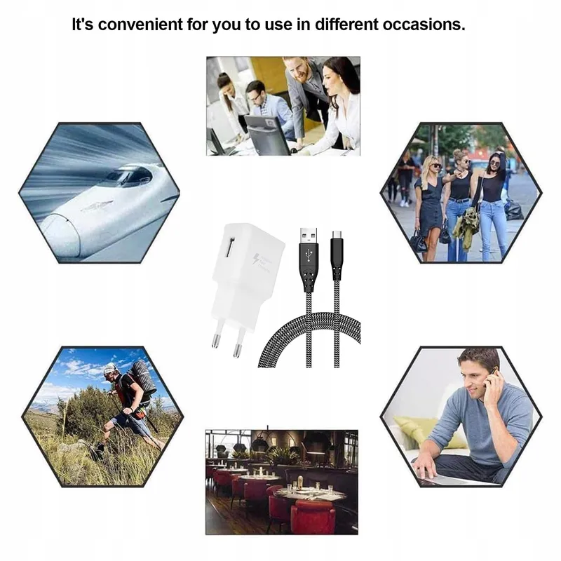 2-Pack USB Oplader en USB C Kabel 2M Galaxy LG Telefoons — foto 8