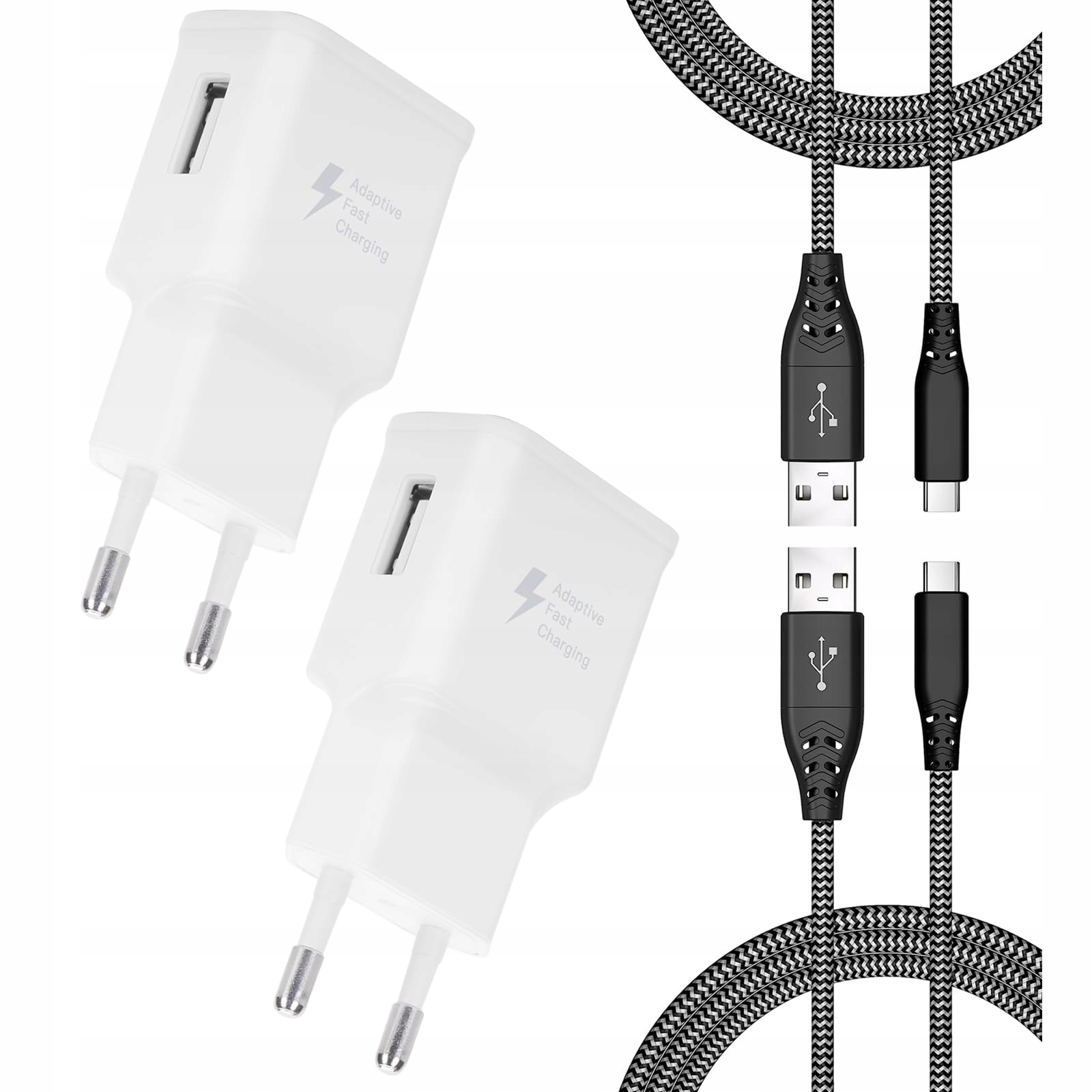 2-Pack USB Oplader en USB C Kabel 2M Galaxy LG Telefoons