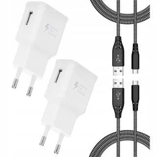 2-Pack USB Oplader en USB C Kabel 2M Galaxy LG Telefoons — miniatuur 1