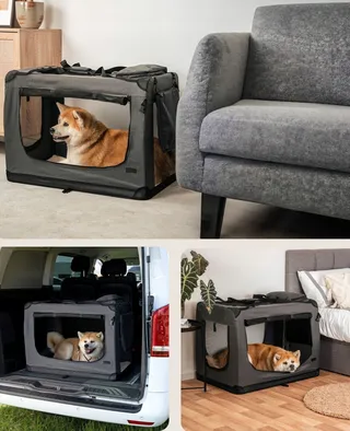 LIONTO Opvouwbare Transportbox Honden en Katten tot 10kg Grijs — miniatuur 7
