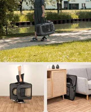 LIONTO Opvouwbare Transportbox Honden en Katten tot 10kg Grijs — miniatuur 4