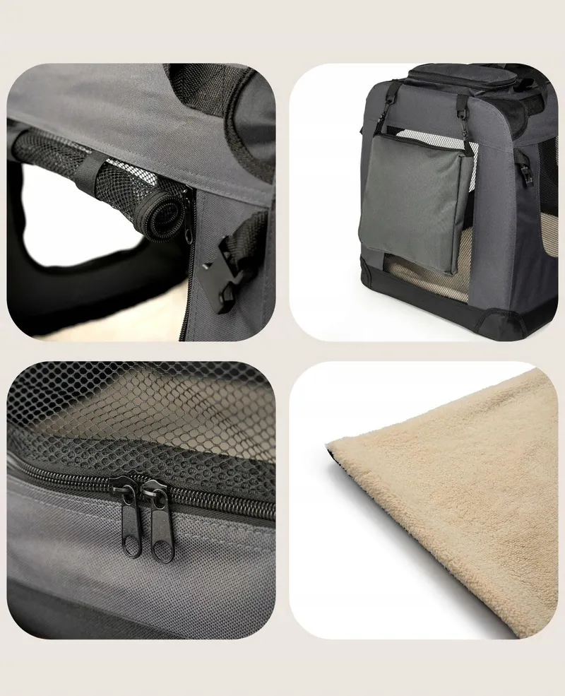 LIONTO Opvouwbare Transportbox Honden en Katten tot 10kg Grijs — foto 1
