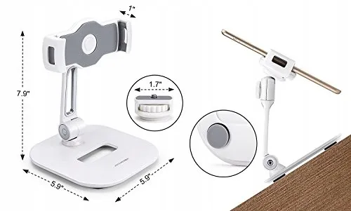 ABOVETEK Tabletstandaard 4-11 Inch Wit 360 Graden Draaibaar — foto 8