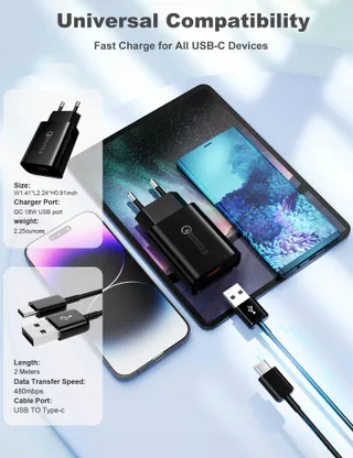 KAYSHOW USB-C Snellader 2m Samsung Huawei Xperia Redmi — miniatuur 6