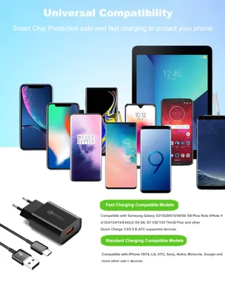 KAYSHOW USB-C Snellader 2m Samsung Huawei Xperia Redmi — miniatuur 8