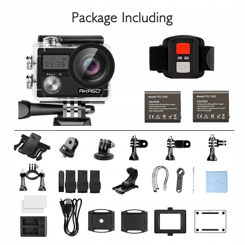AKASO Actioncam 4K 20MP Waterdicht Stabilisatie Zoom 30m Set — foto 8